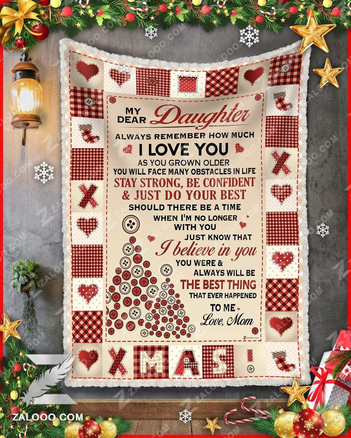 Daughter Mom Christmas Quilting Just Do Your Best Sherpa Fleece Blanket
