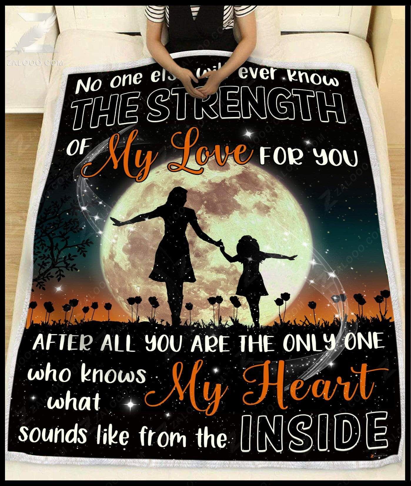 Daughter Mom My Heart Sounds Like From Inside Sherpa Fleece Blanket