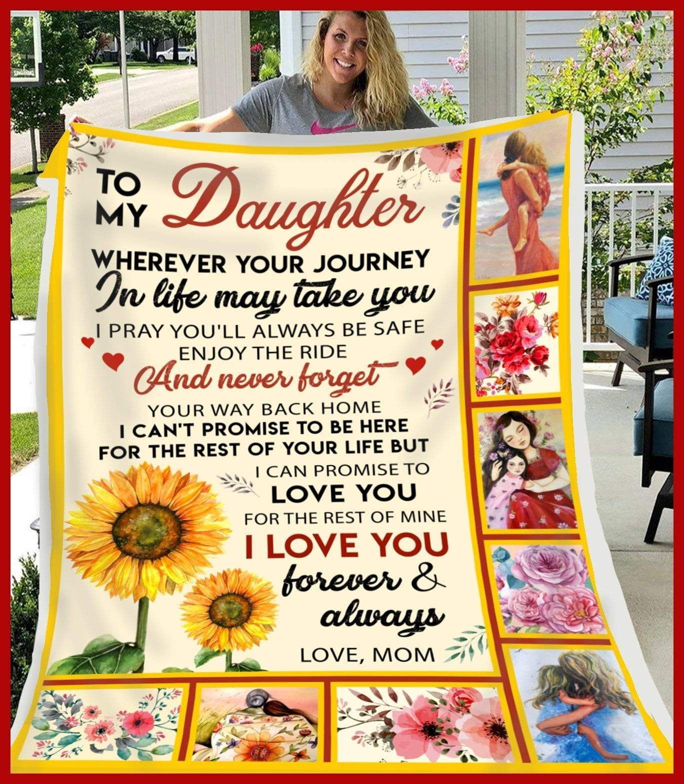 Daughter Mom Sunflower Wherever Your Journey In Life May Take You Sherpa Fleece Blanket