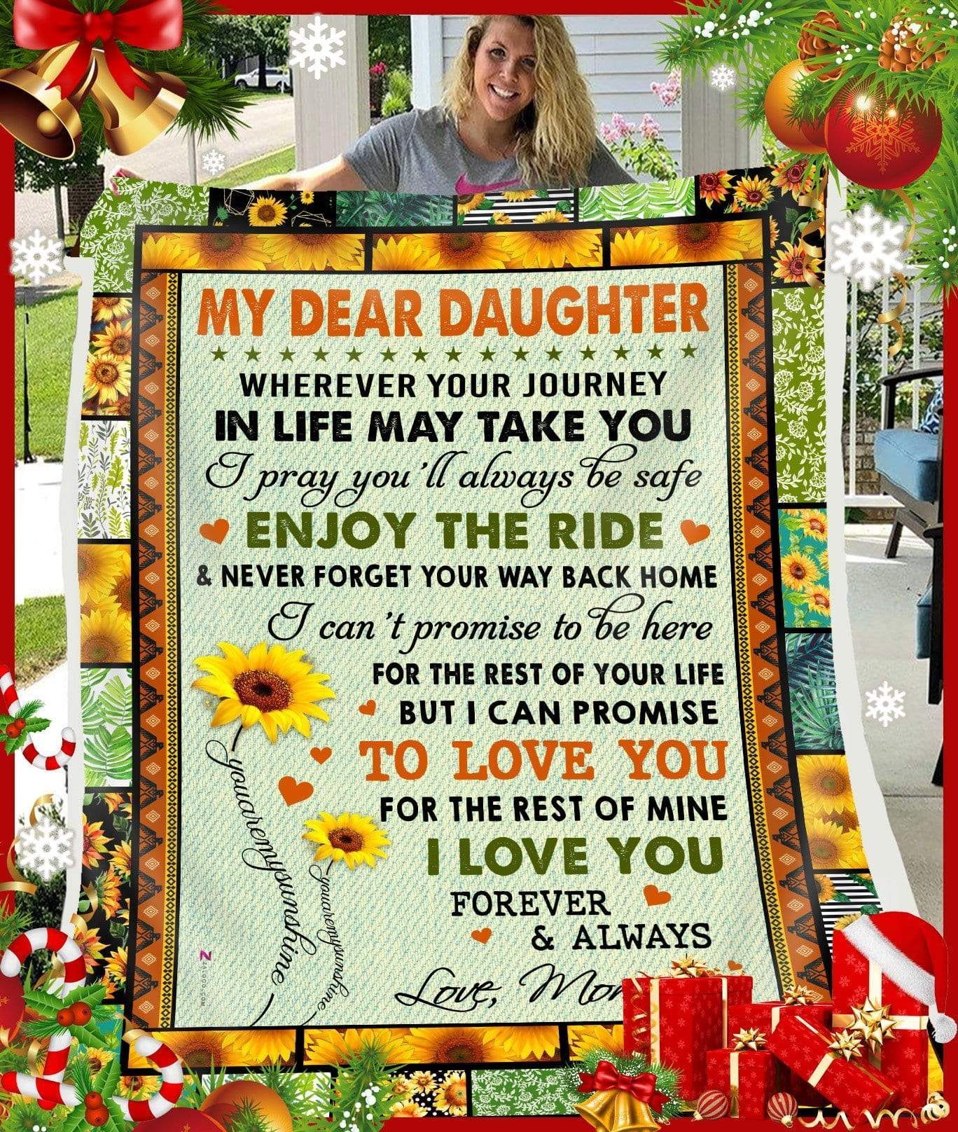 Daughter Mom Wherever Your Journey In Life May Take You Green Sherpa Fleece Blanket