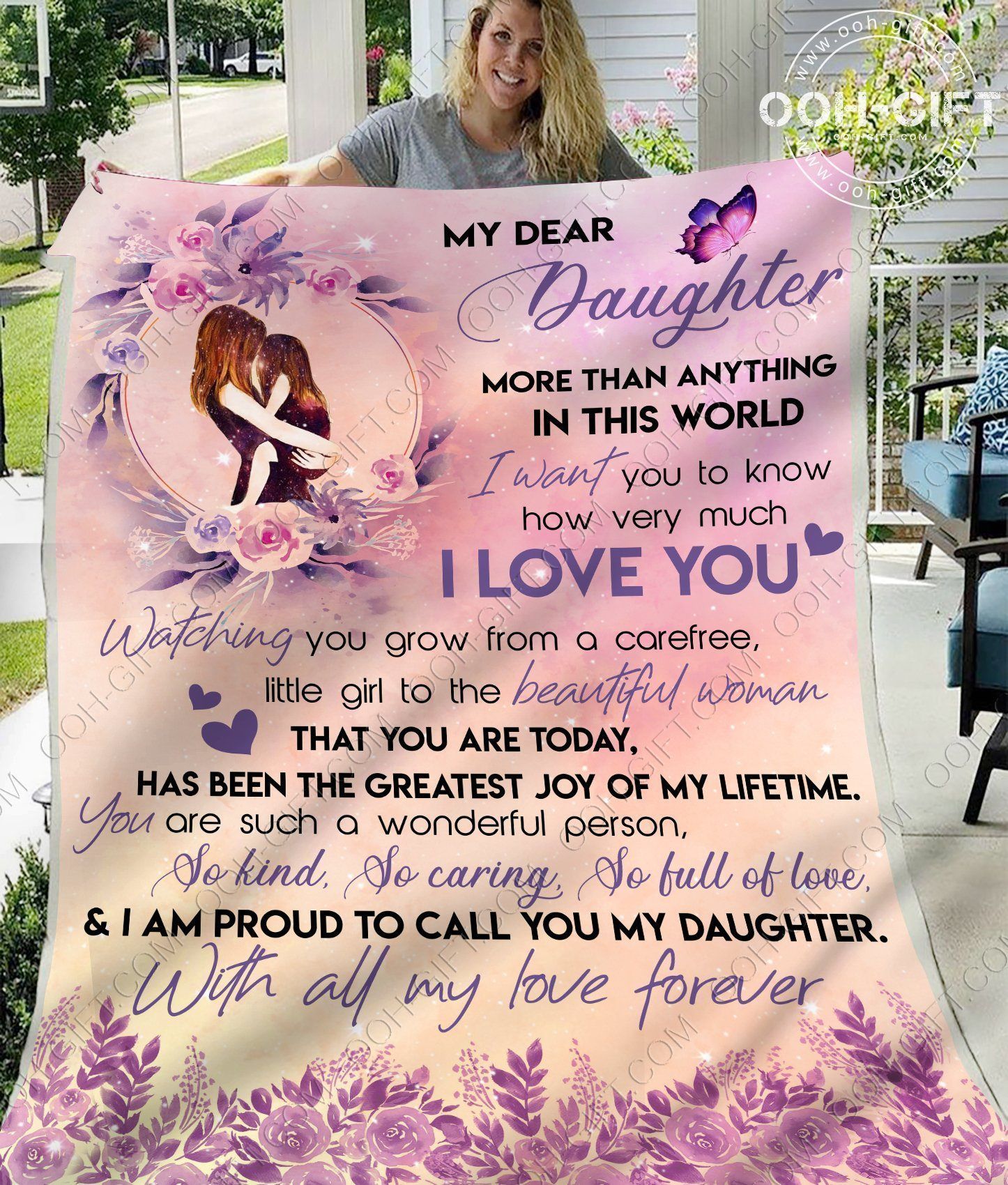 Daughter More Than Anything Sherpa Fleece Blanket