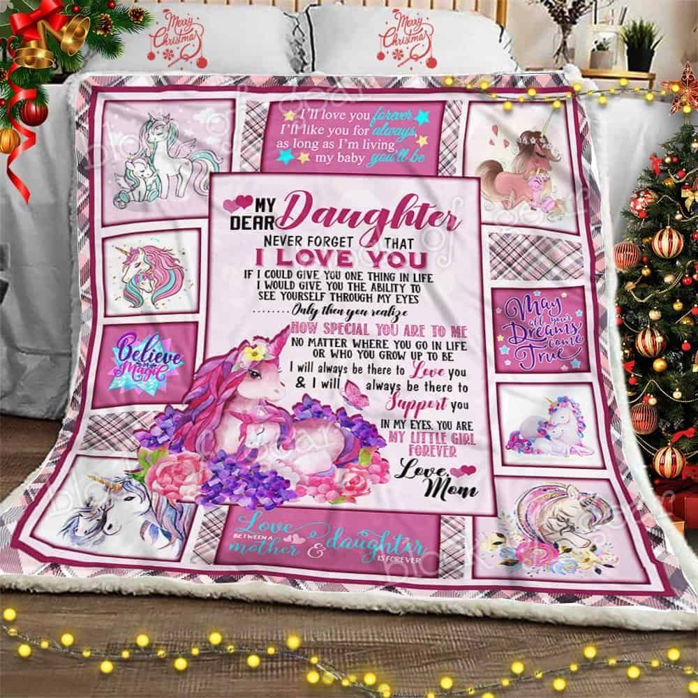 Daughter My Little Girl Forever Unicorn Fleece Blanket