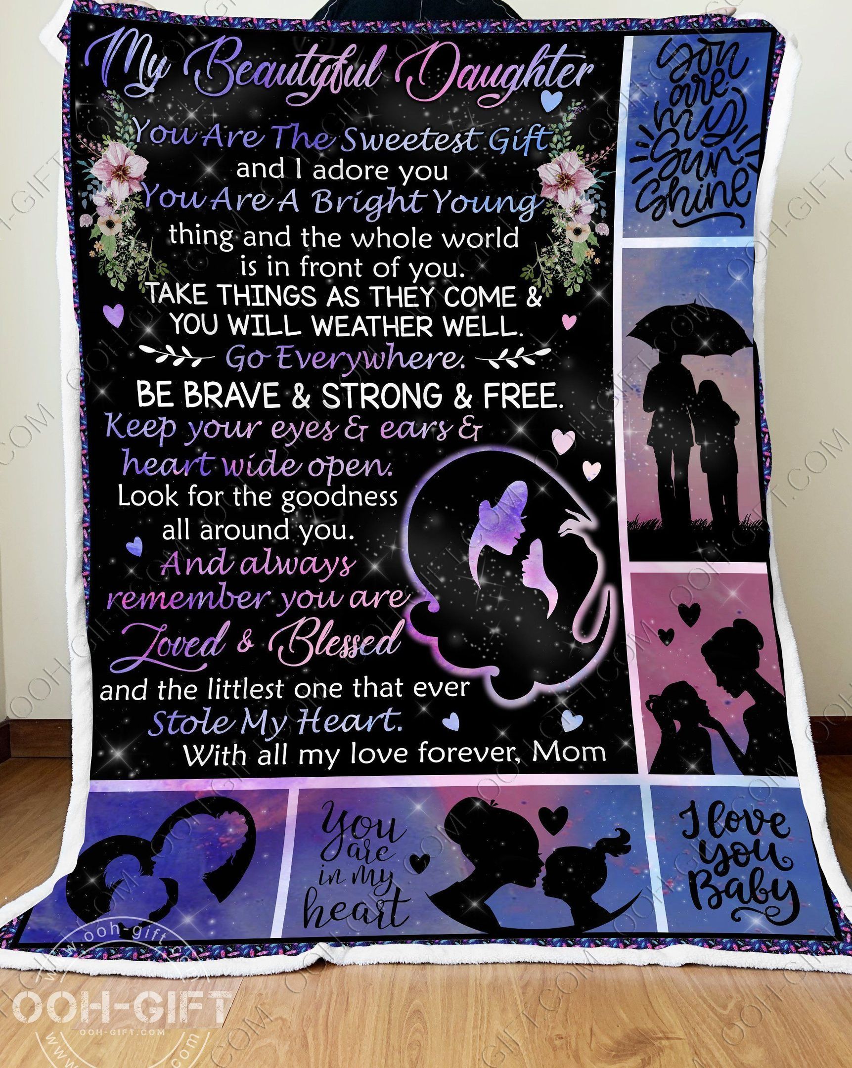 Daughter My Love Forever Sherpa Fleece Blanket