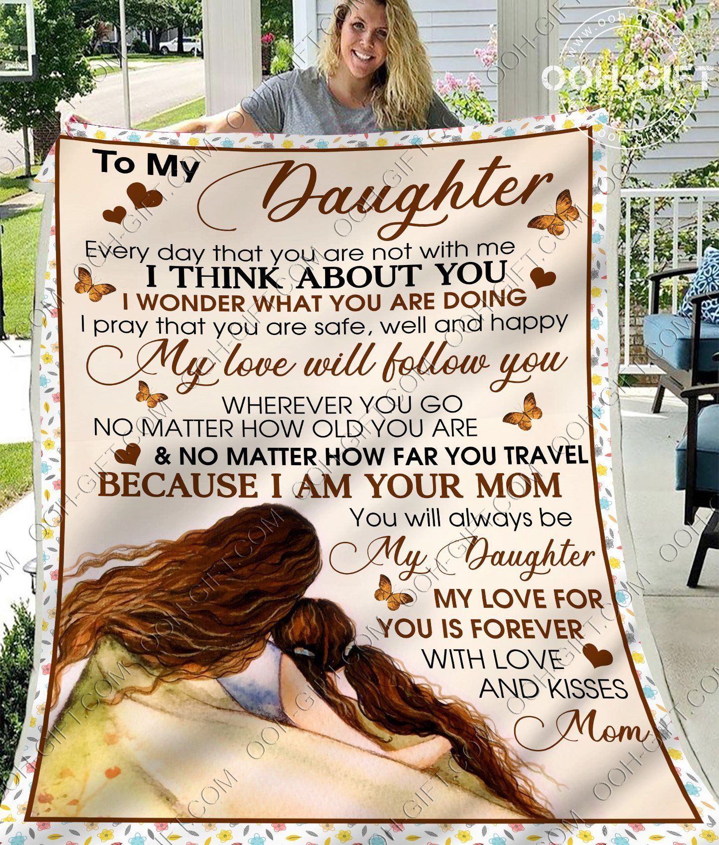 Daughter My Love Will Follow You Sherpa Fleece Blanket