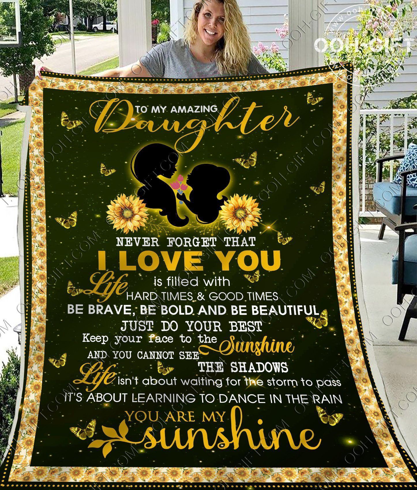 Daughter My Sunshine Sherpa Fleece Blanket