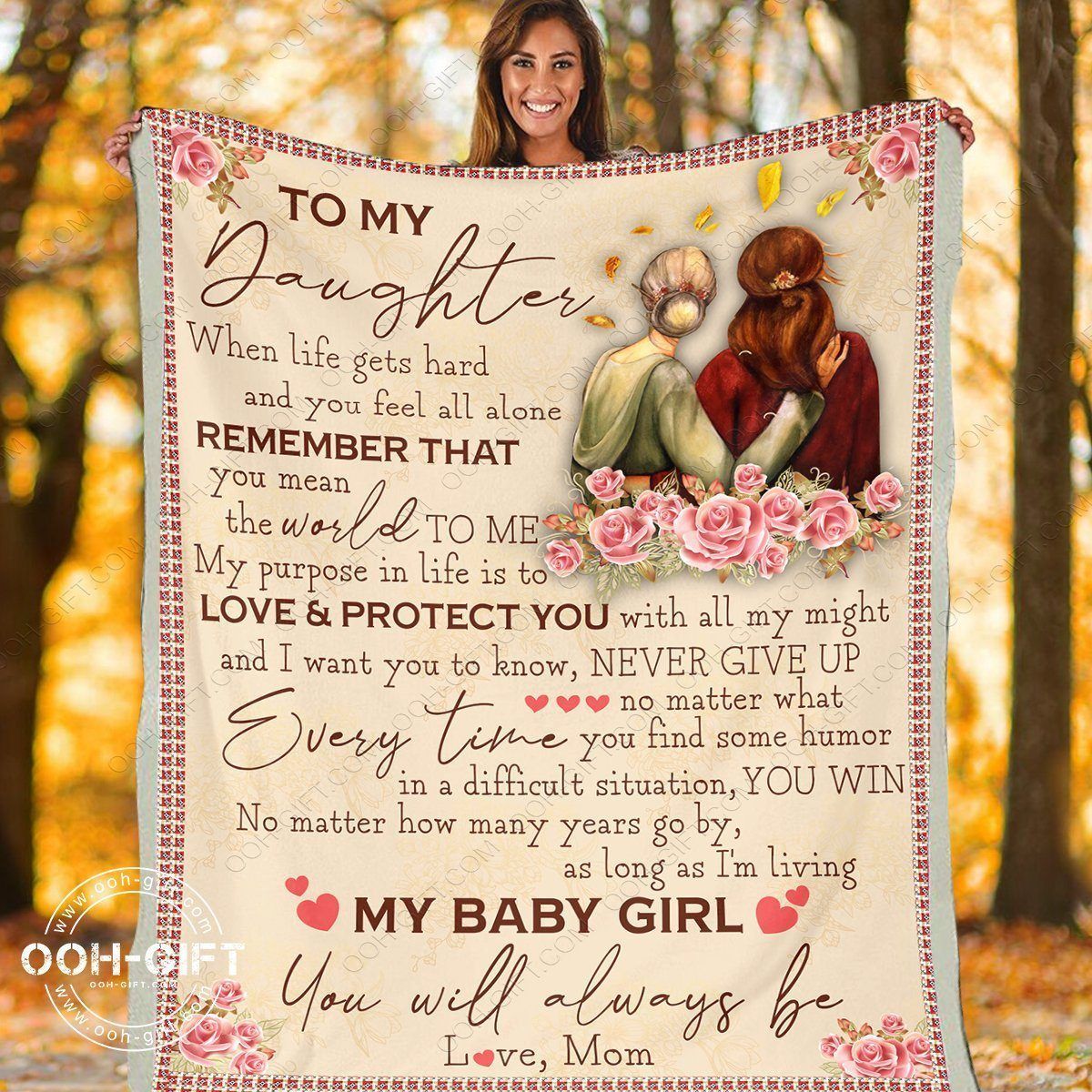 Daughter Never Give Up Sherpa Fleece Blanket