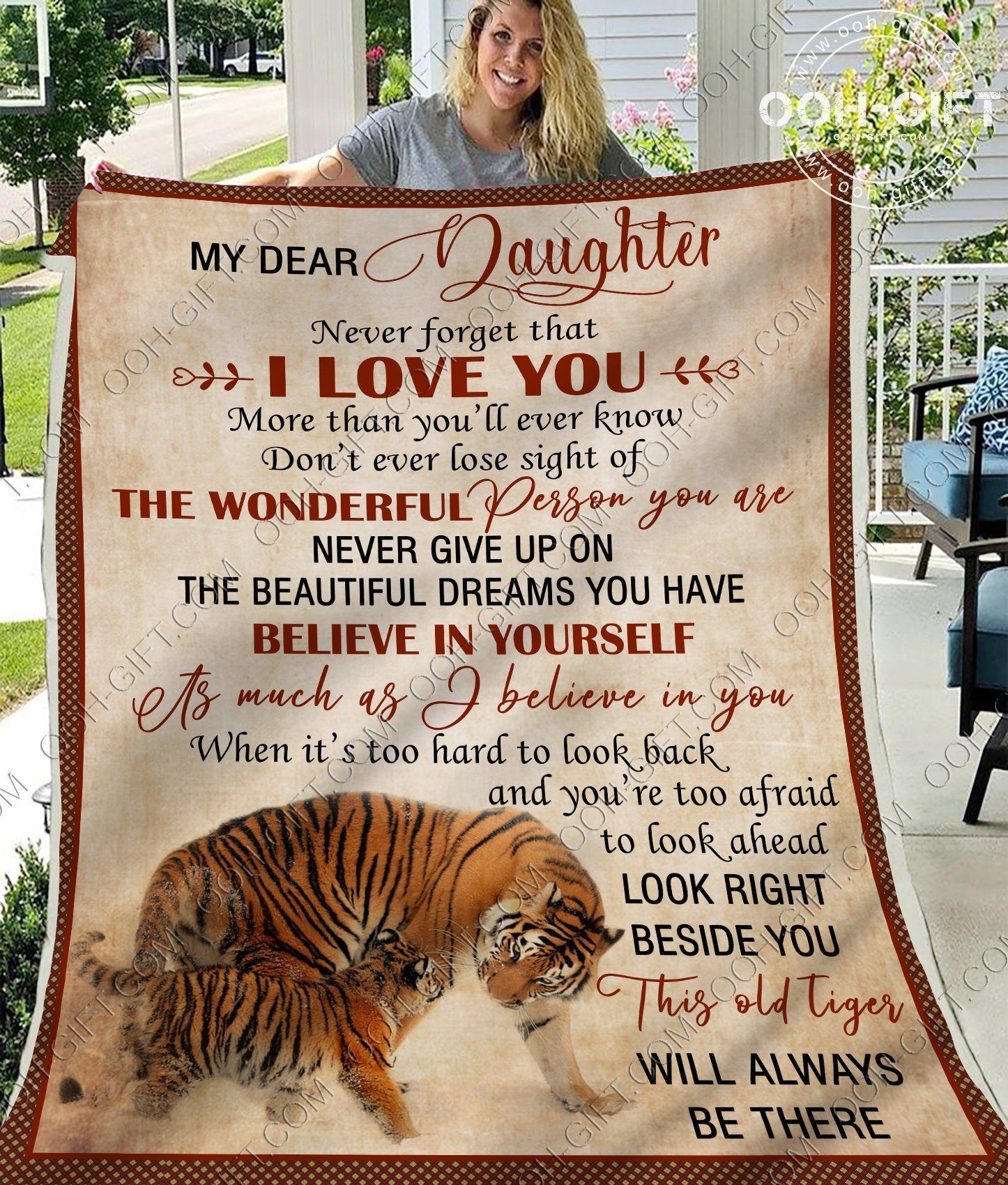 Daughter Never Give Up Sherpa Fleece Blanket