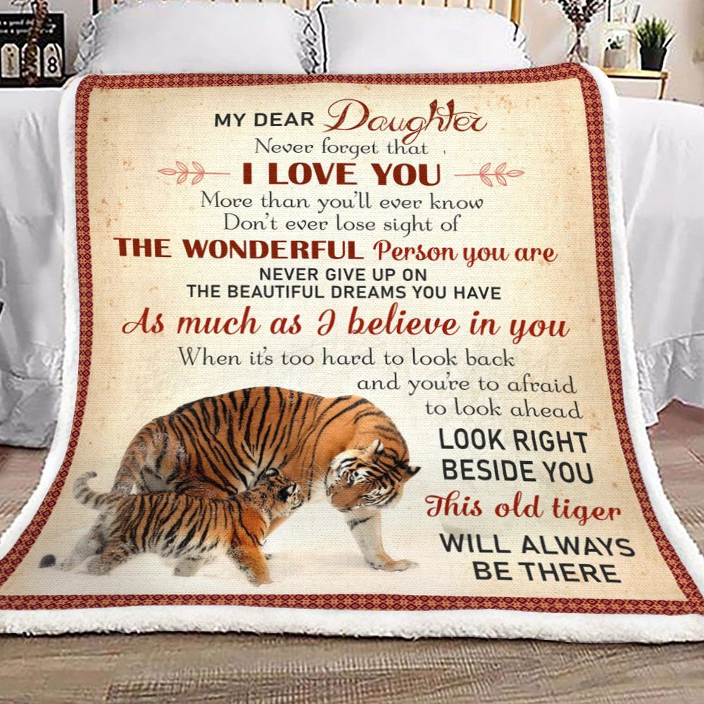 Daughter Never Give Up Sherpa Fleece Blanket