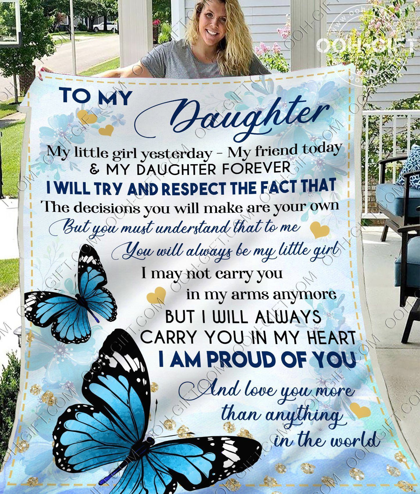 Daughter Proud Of You Sherpa Fleece Blanket