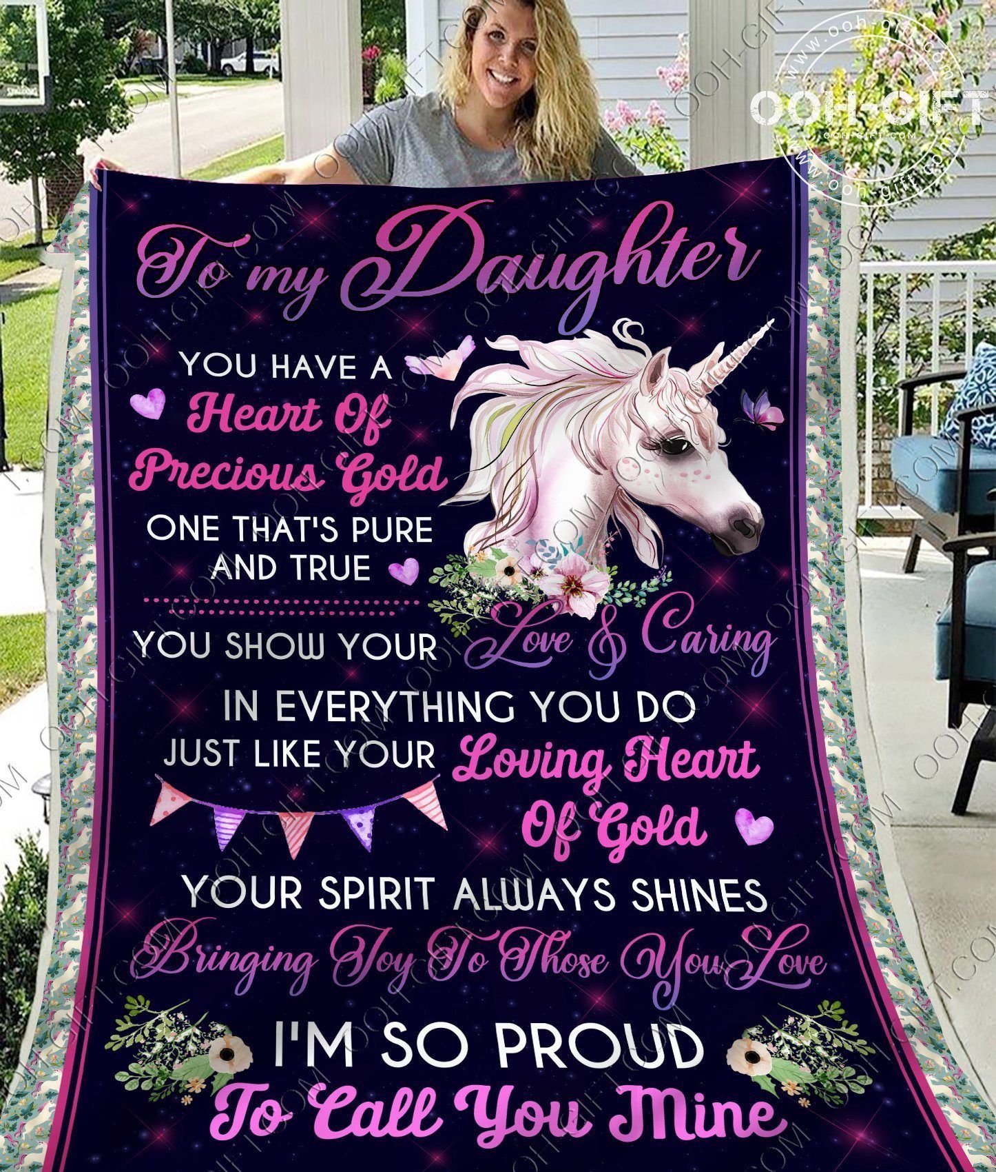Daughter Proud To Call You Mine Sherpa Fleece Blanket