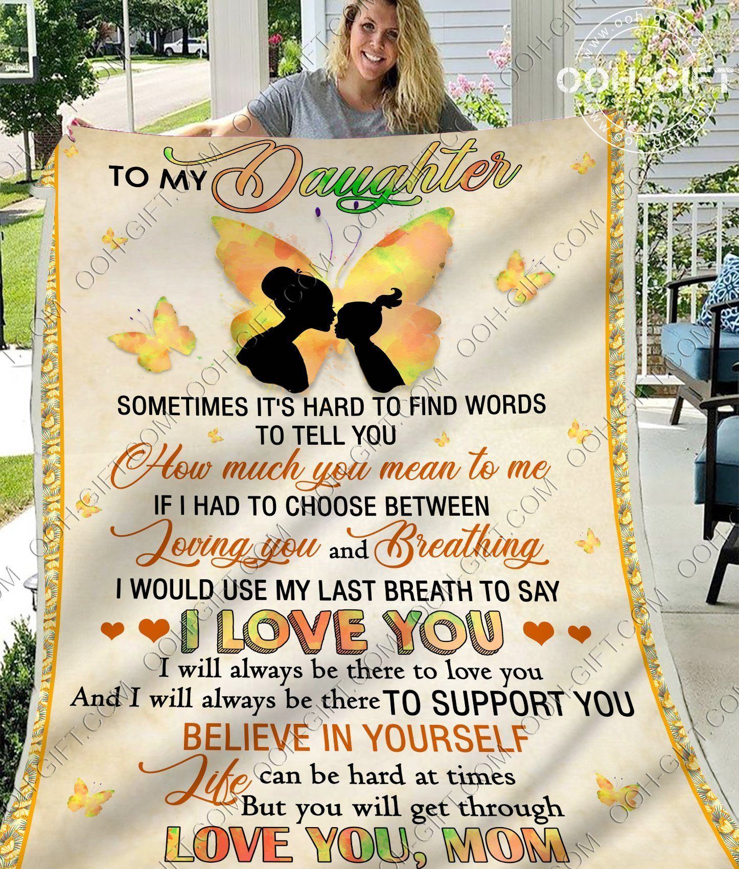 Daughter Say I Love You Sherpa Fleece Blanket