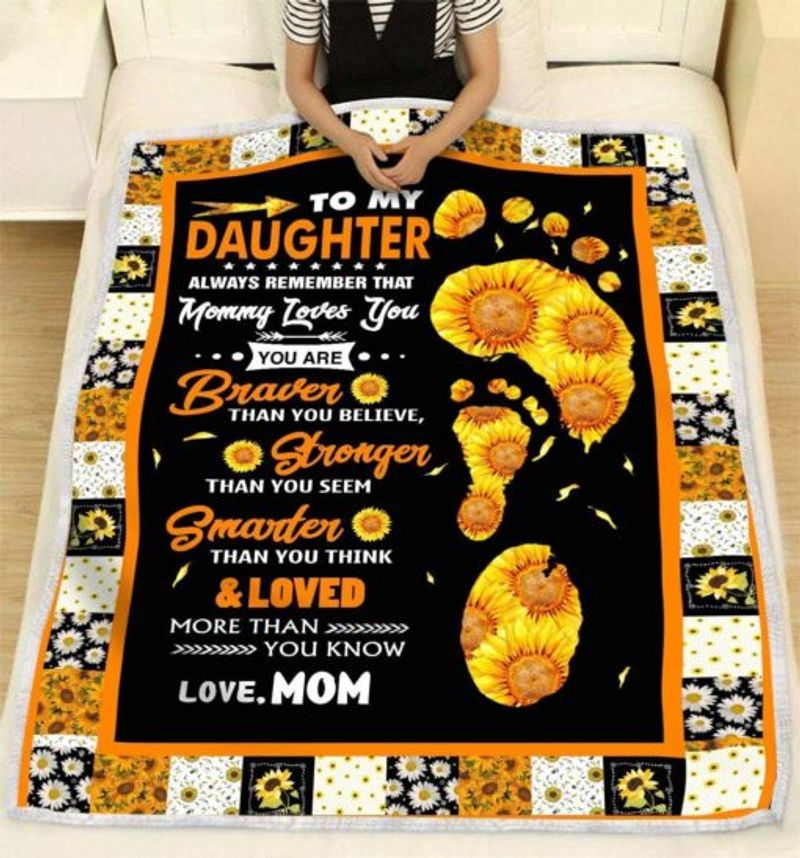 Daughter Stronger Sunflower Sherpa Fleece Blanket