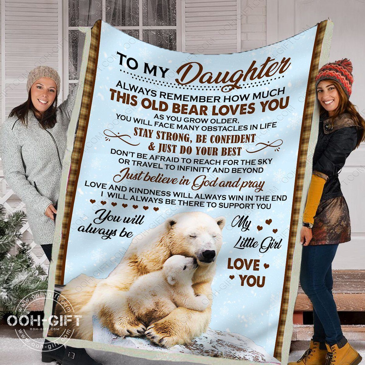 Daughter This Old Bear Loves You Sherpa Fleece Blanket