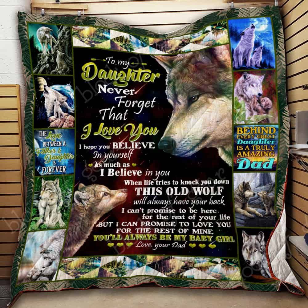 Daughter This Old Wolf Will Always Have Your Back Quilt Thb1226 Dhc11124047Dd
