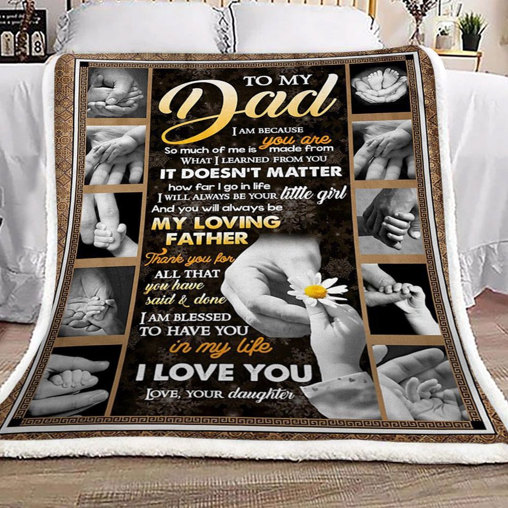 Daughter To Dad Sherpa Fleece Blanket