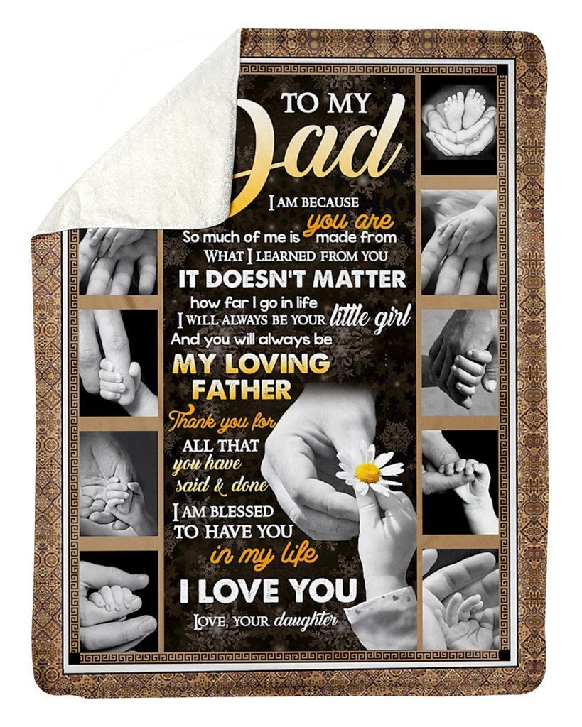 Daughter To Dad Sherpa Fleece Blanket
