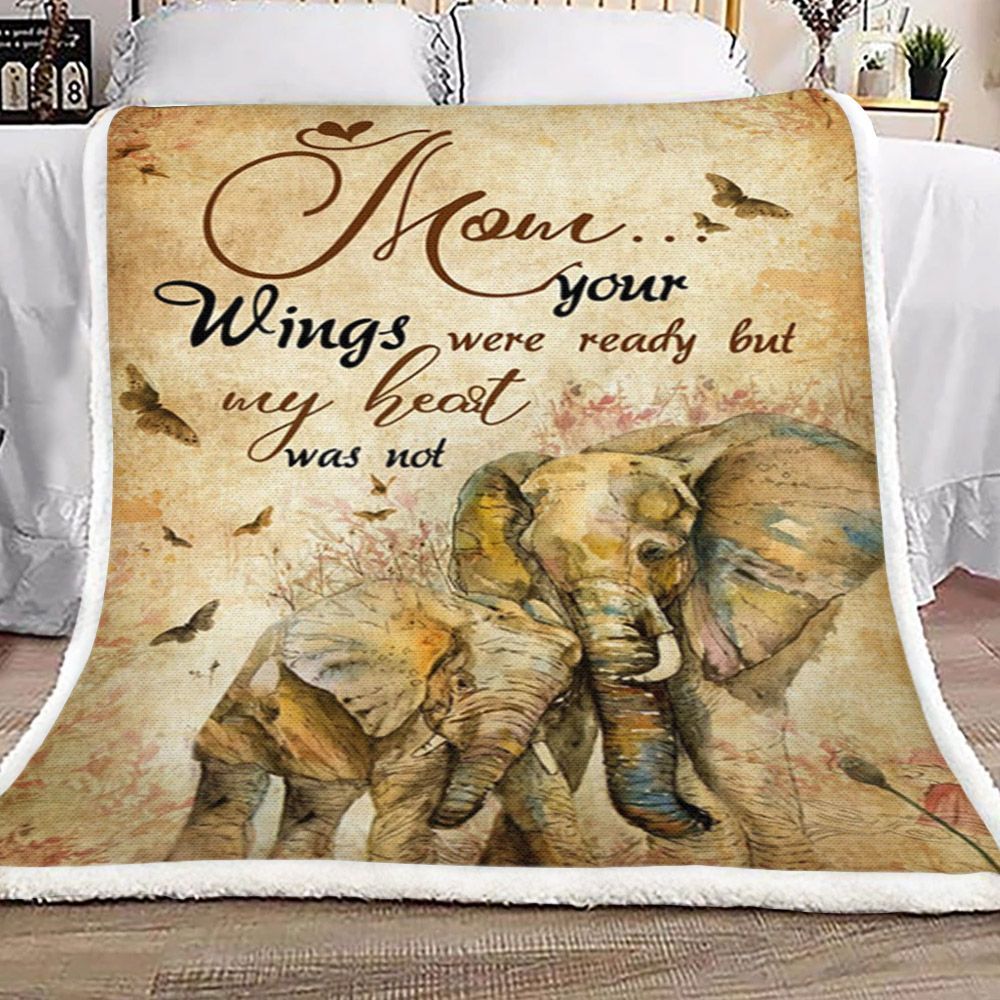 Daughter To Mom Elephant Sherpa Fleece Blanket