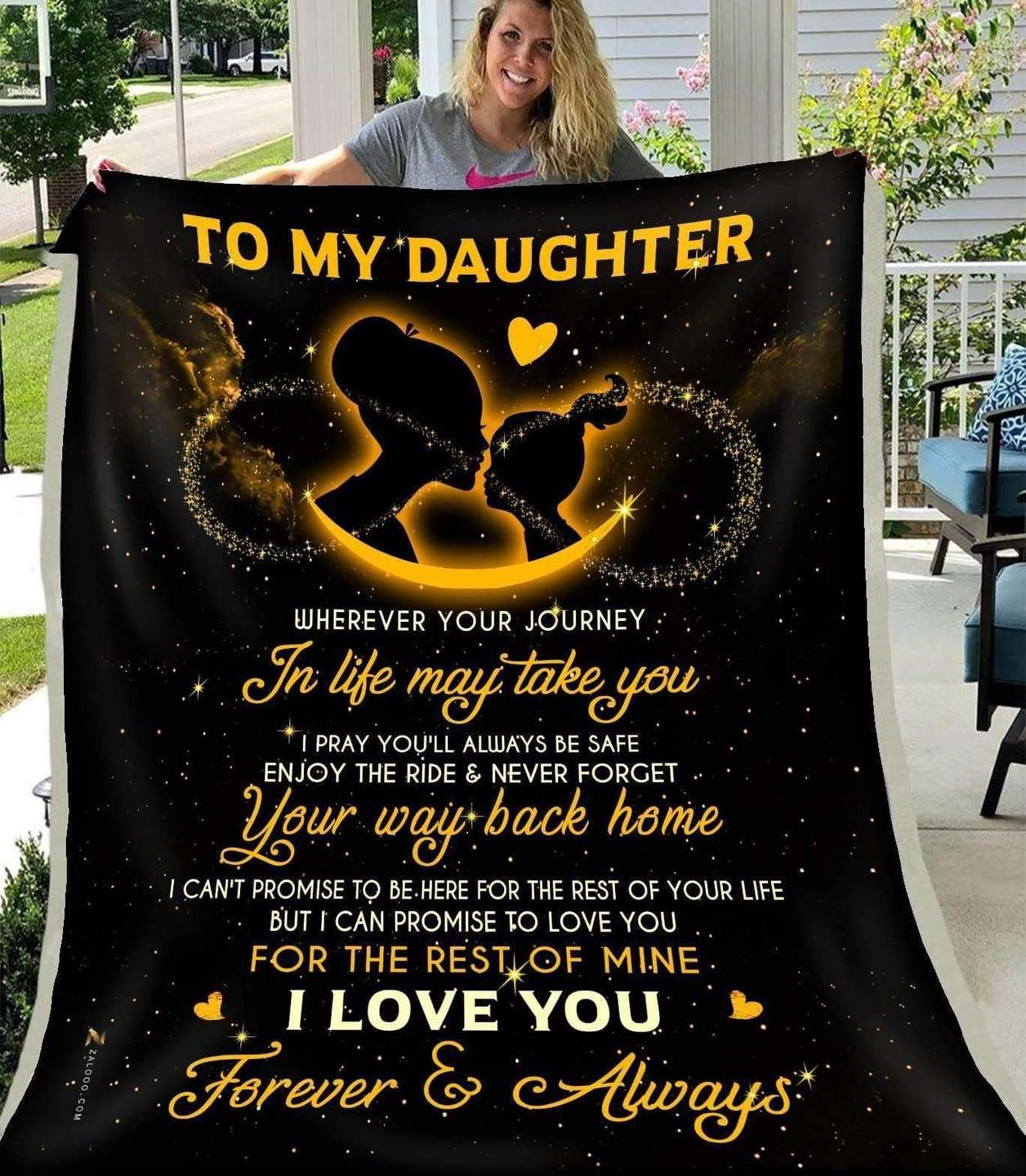 DAUGHTER Wherever your journey in life may take you Yellow Sherpa Fleece Blanket
