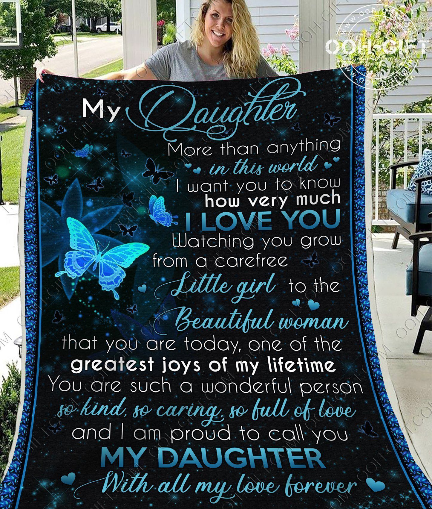 Daughter With All My Love Sherpa Fleece Blanket