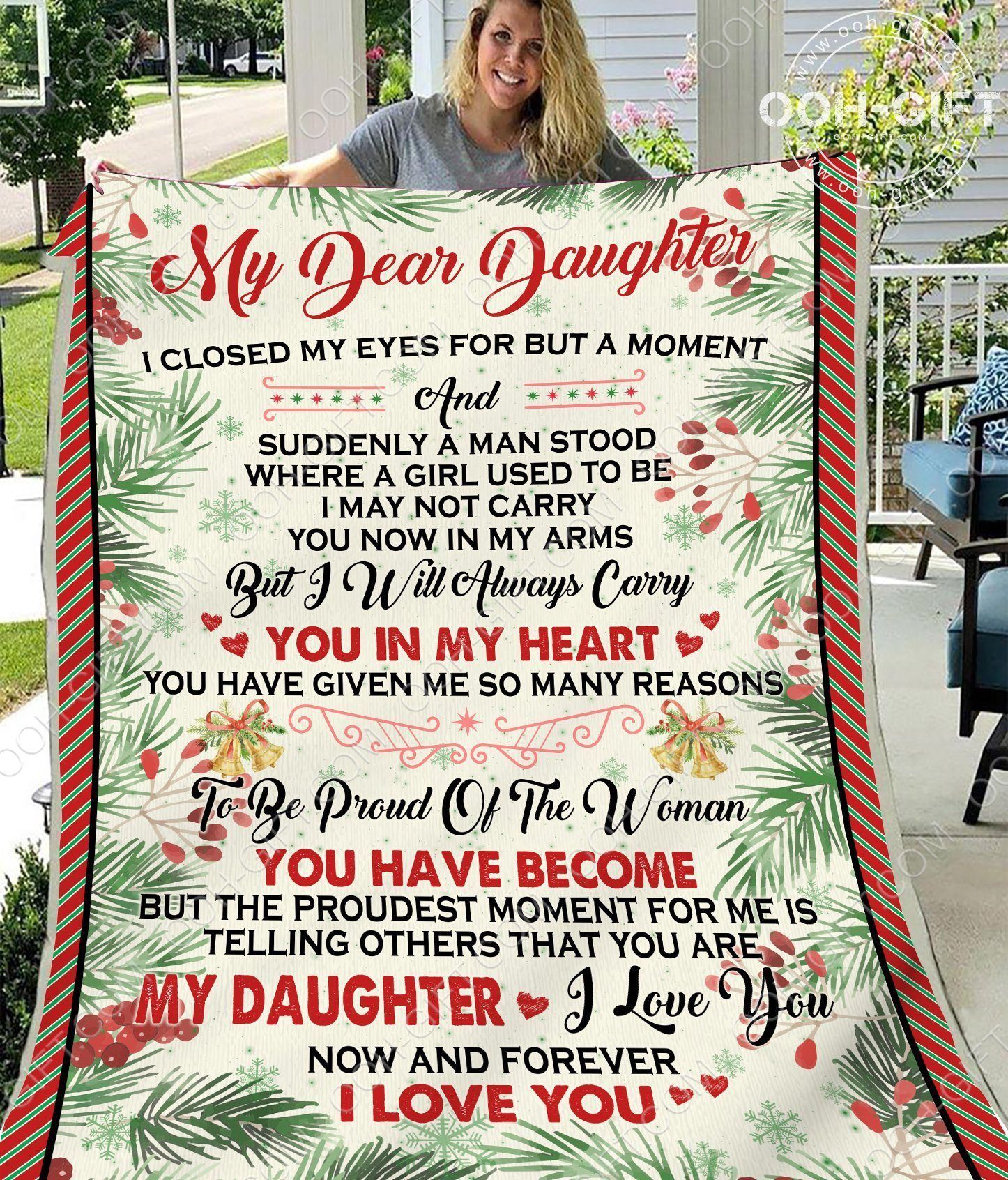 Daughter Xmas I Love You Now And Forever Sherpa Fleece Blanket