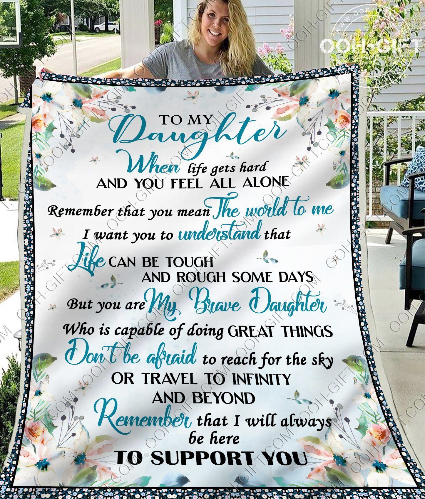 Daughter You Mean The World To Me Sherpa Fleece Blanket