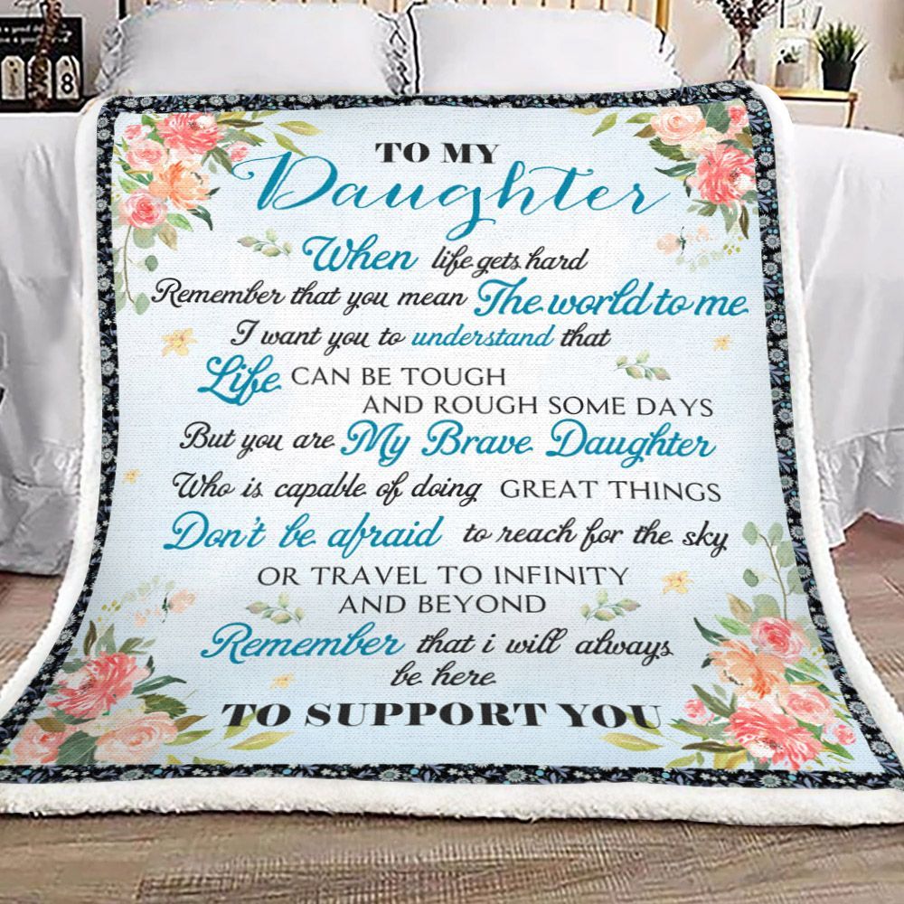 Daughter You Mean The World To Me Sherpa Fleece Blanket
