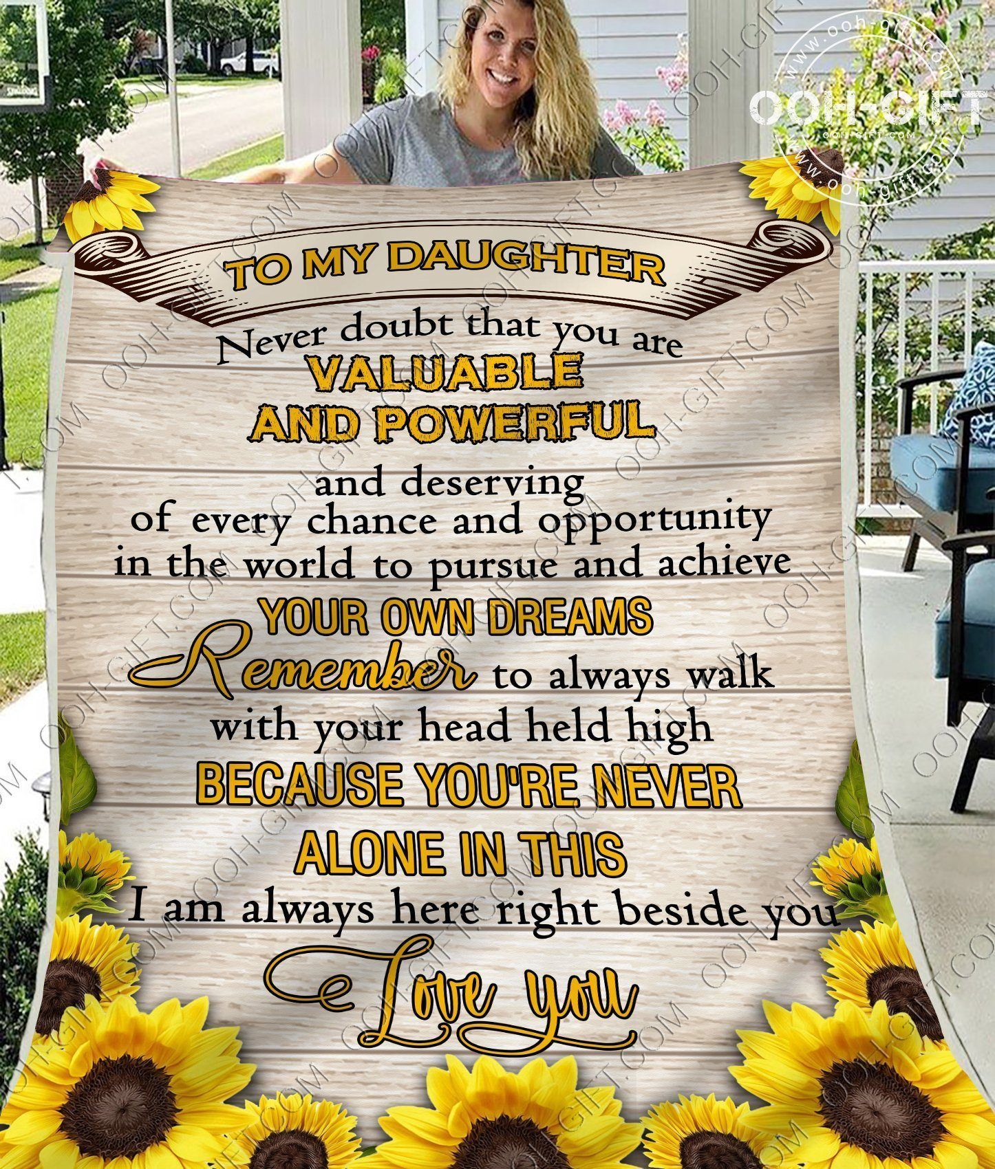 Daughter Youre Valuable Powerful Sherpa Fleece Blanket