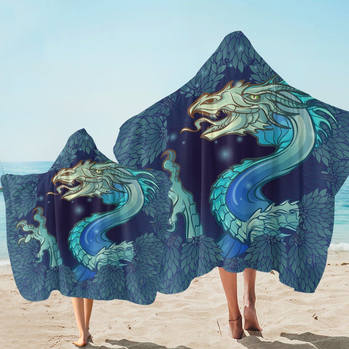 Day Of Dragons Ice Wyvern Printed Hooded Towel
