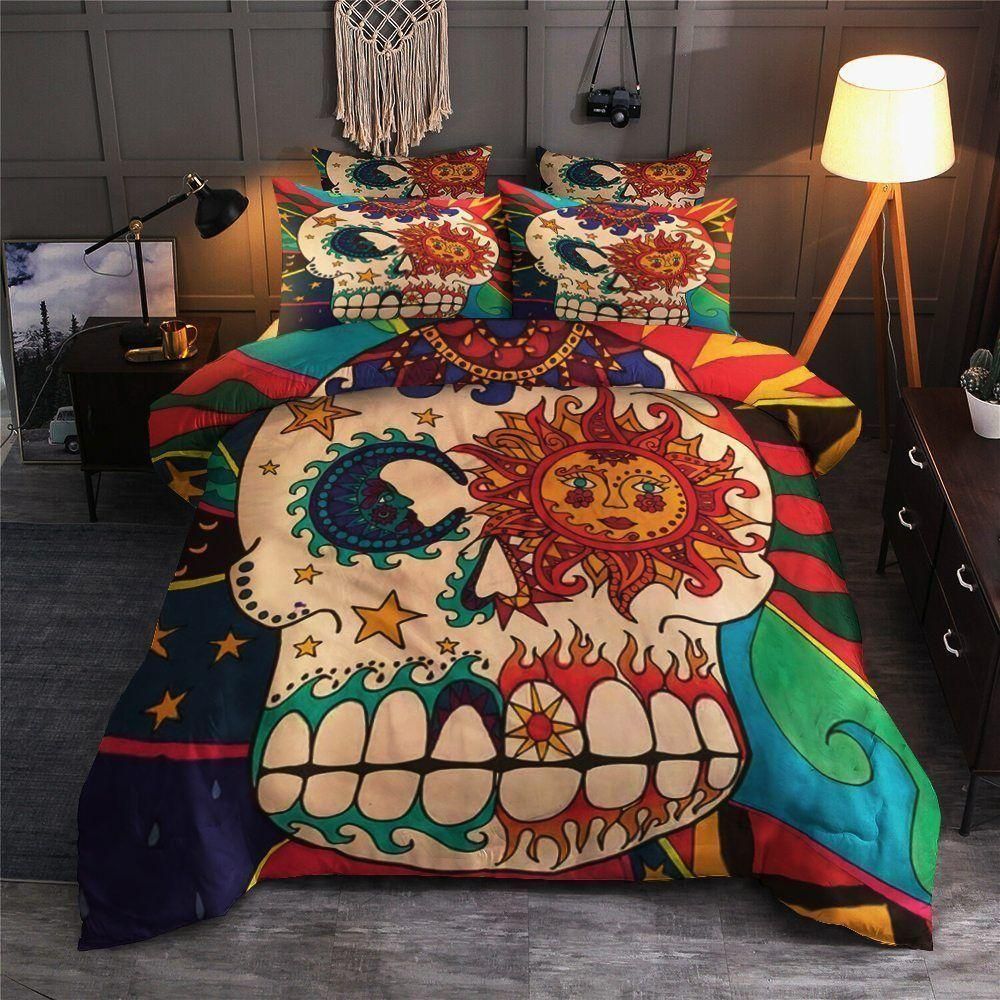 Day Of The Dead Aesthetic Skull Face Bedding Set
