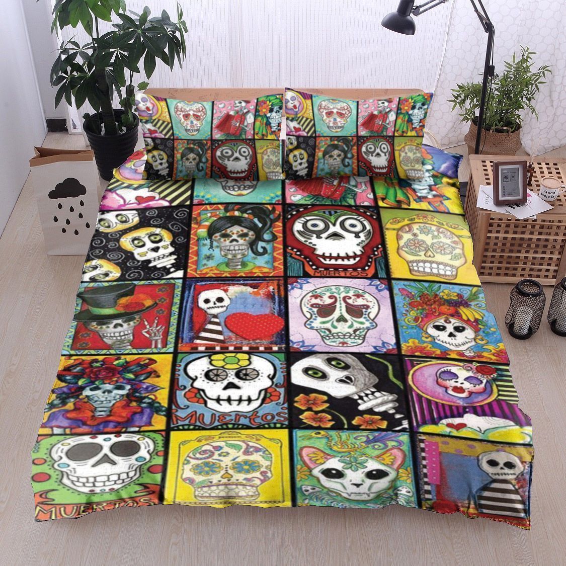 Day Of The Dead All Skull Funny Face Bedding Set