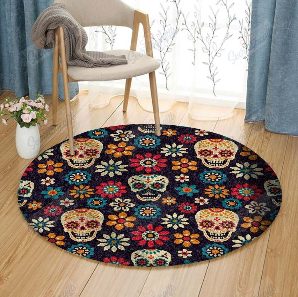 Day Of The Dead Round Carpet