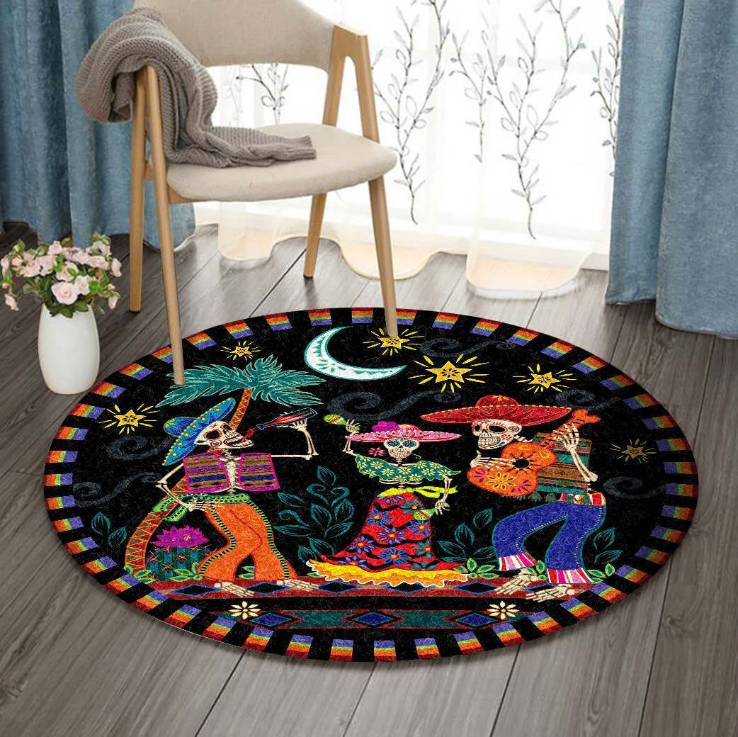 Day Of The Dead Round Carpet