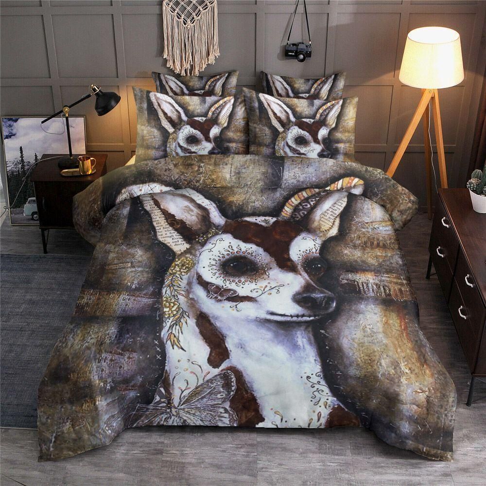Day Of The Dead Brown Chihuahua Bedding Set