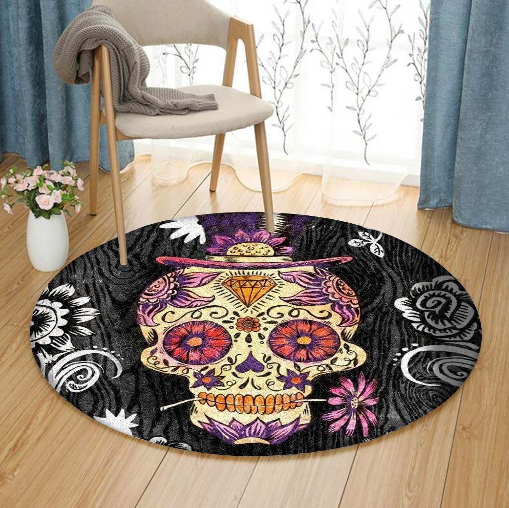 Day Of The Dead Round Carpet