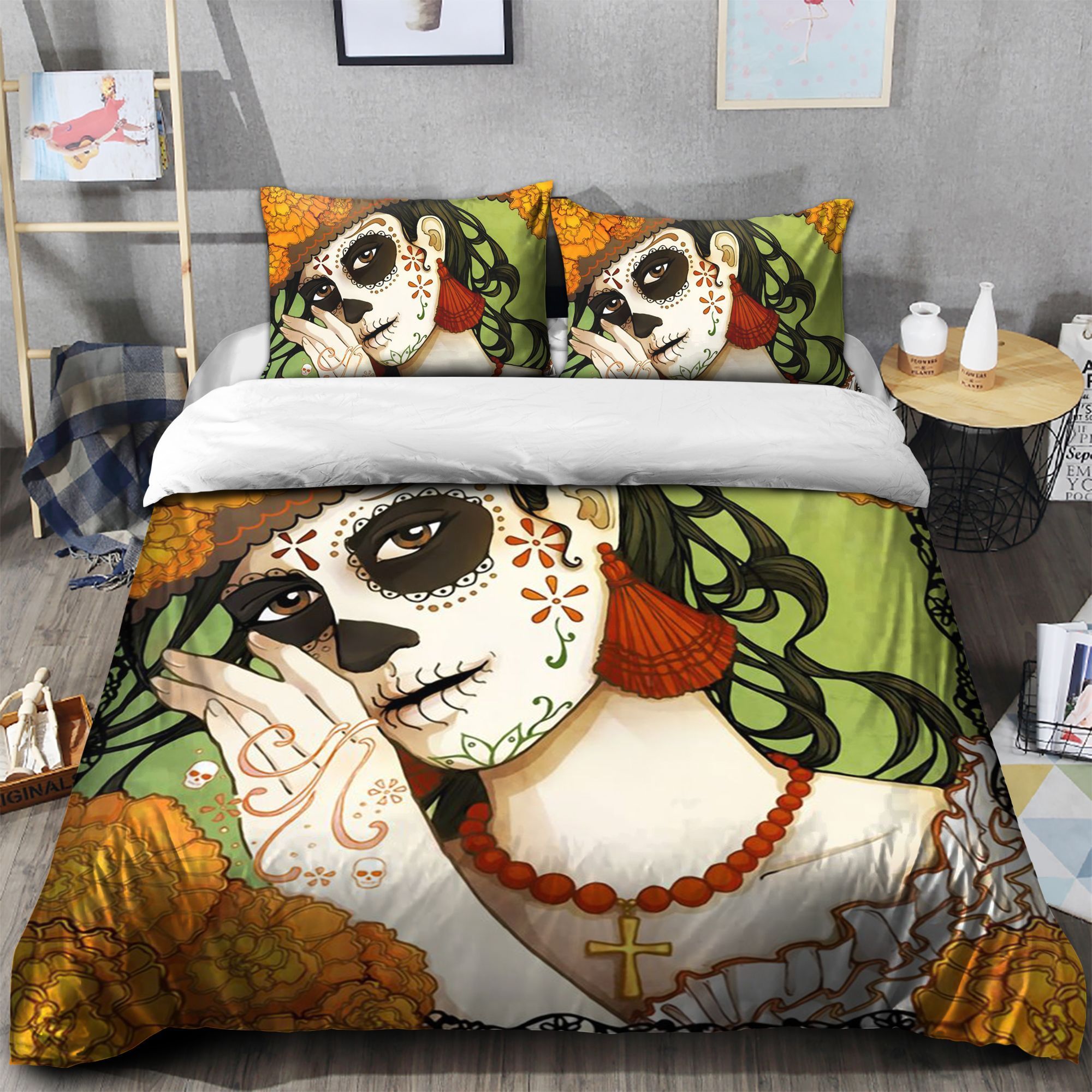 Day Of The Dead Cartoon Girl Bedding Set