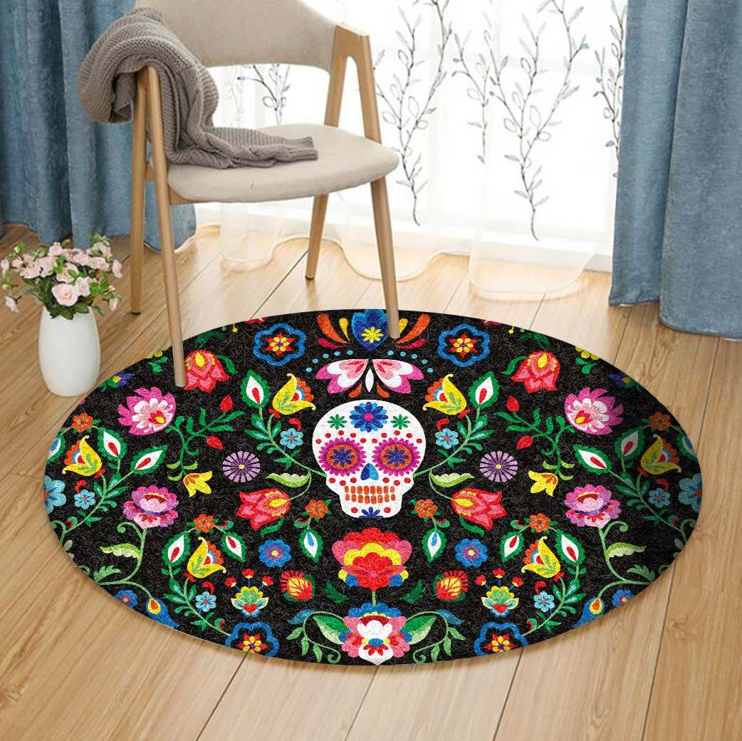 Day Of The Dead Round Carpet