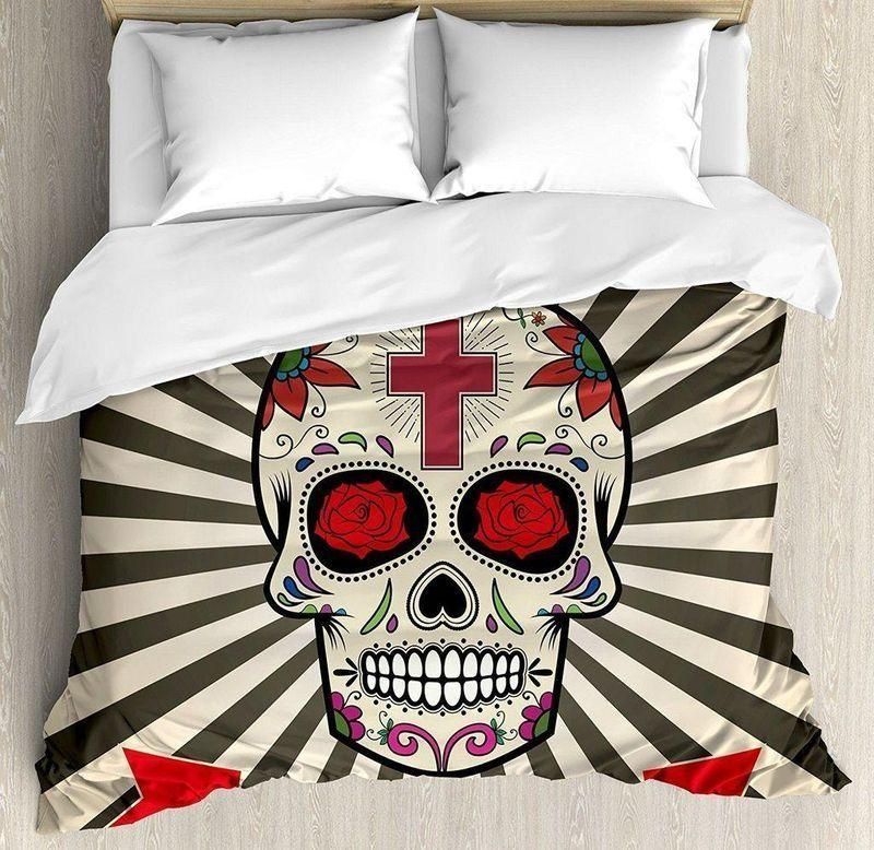 Day Of The Dead Floral Sunburst Bedding Set