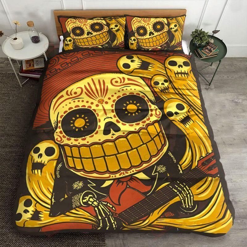 Day Of The Dead Ghost Skull Bedding Set