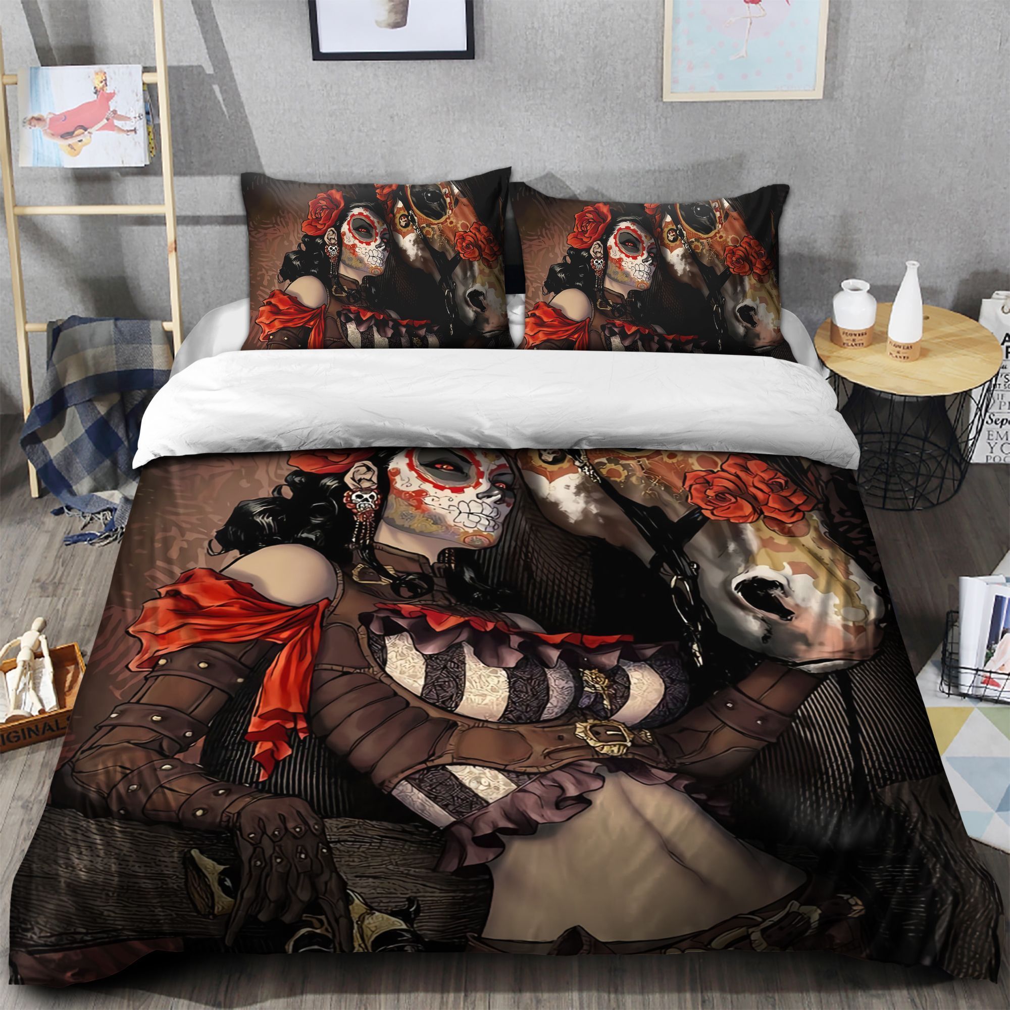 Day Of The Dead Girl And Horse Bedding Set