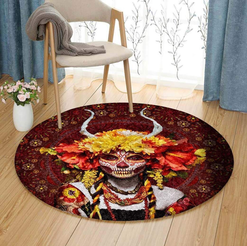 Day Of The Dead Round Carpet