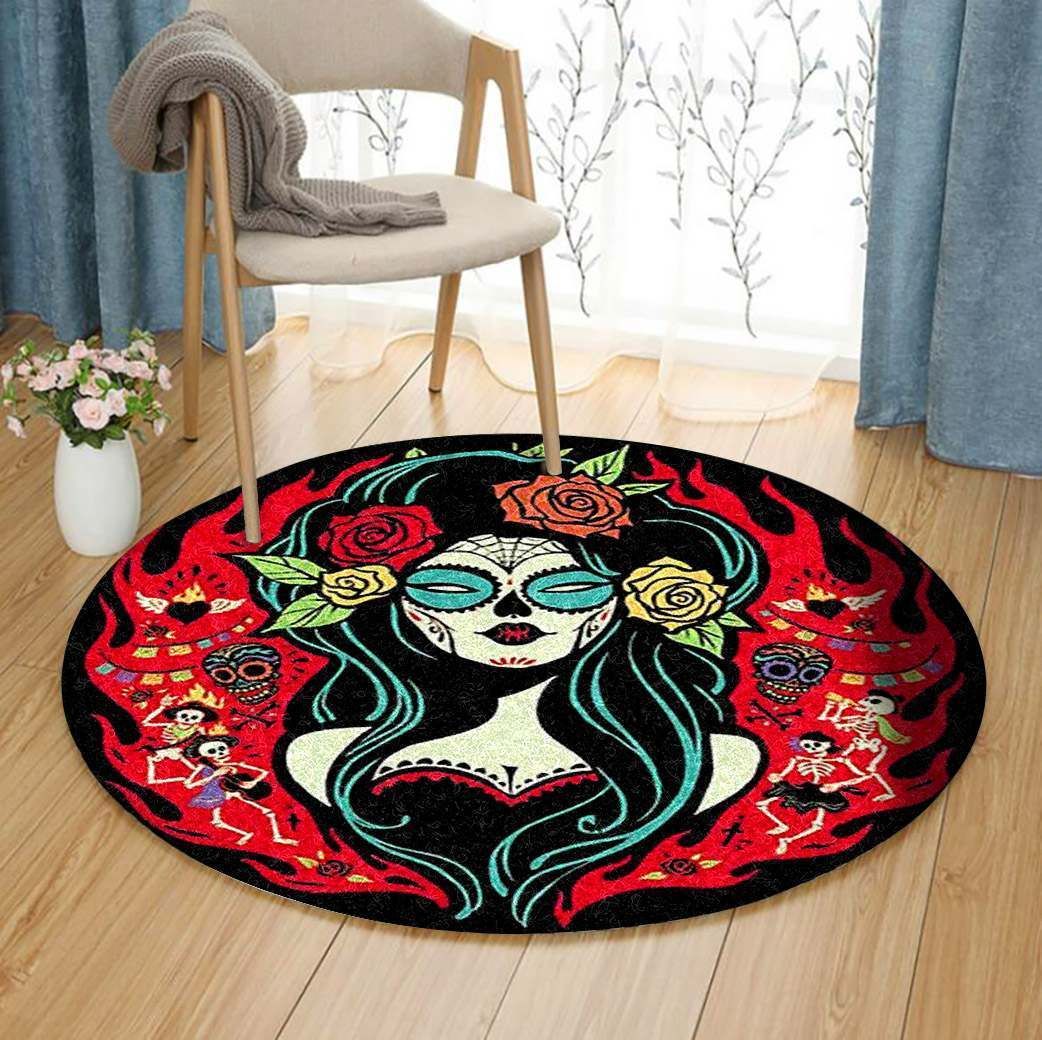Day Of The Dead Round Carpet