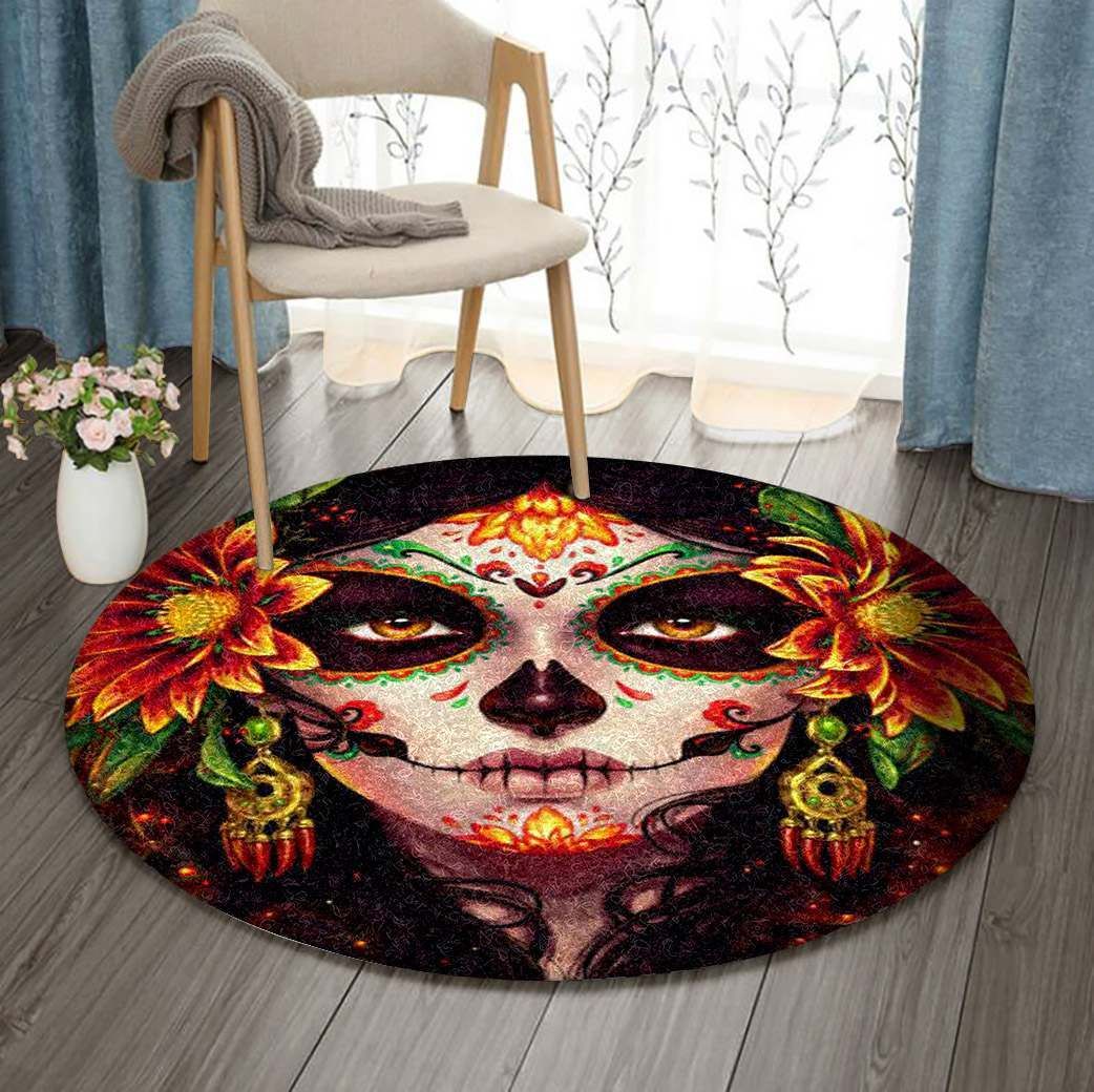 Day Of The Dead Round Carpet