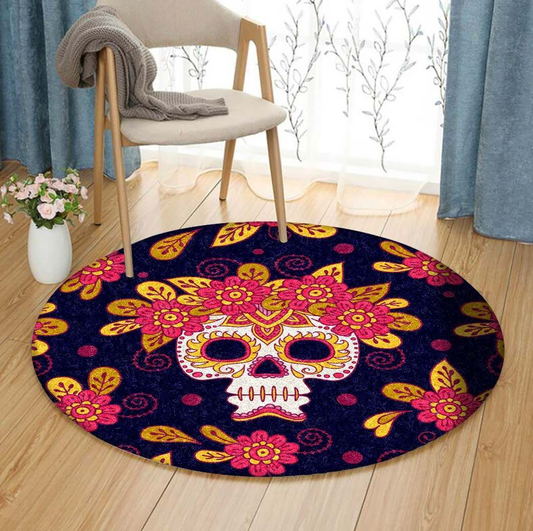 Day Of The Dead Round Carpet