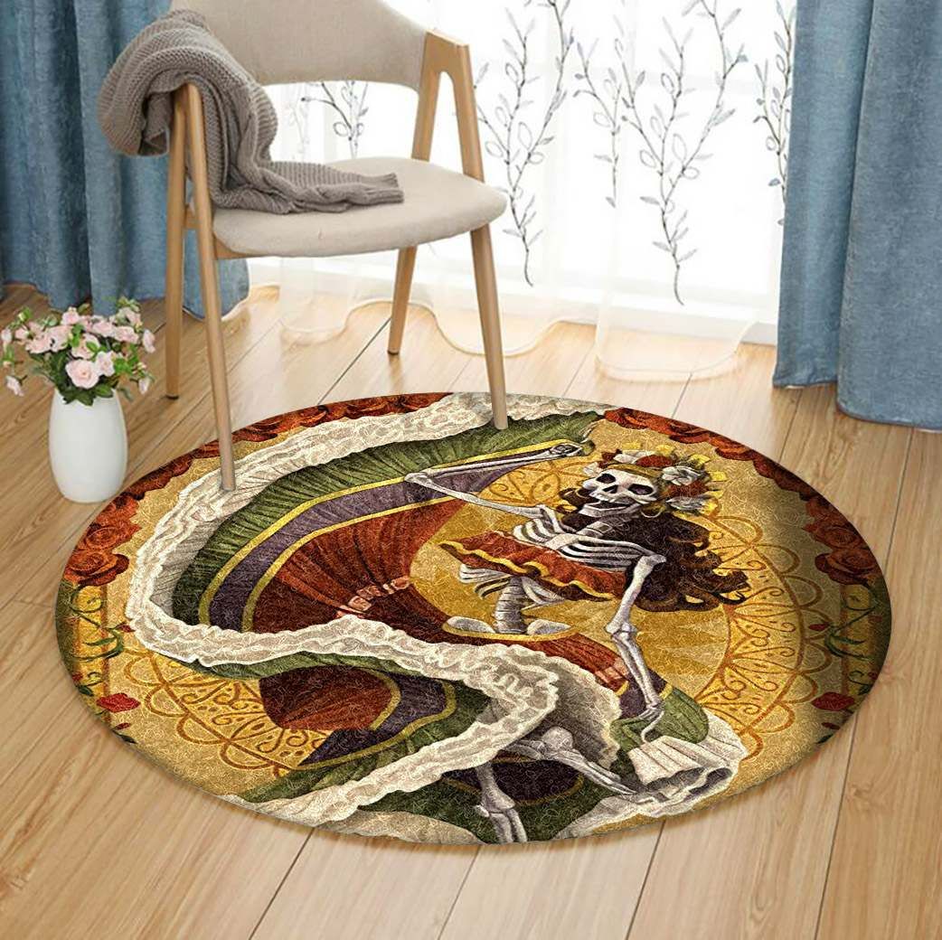 Day Of The Dead Round Carpet
