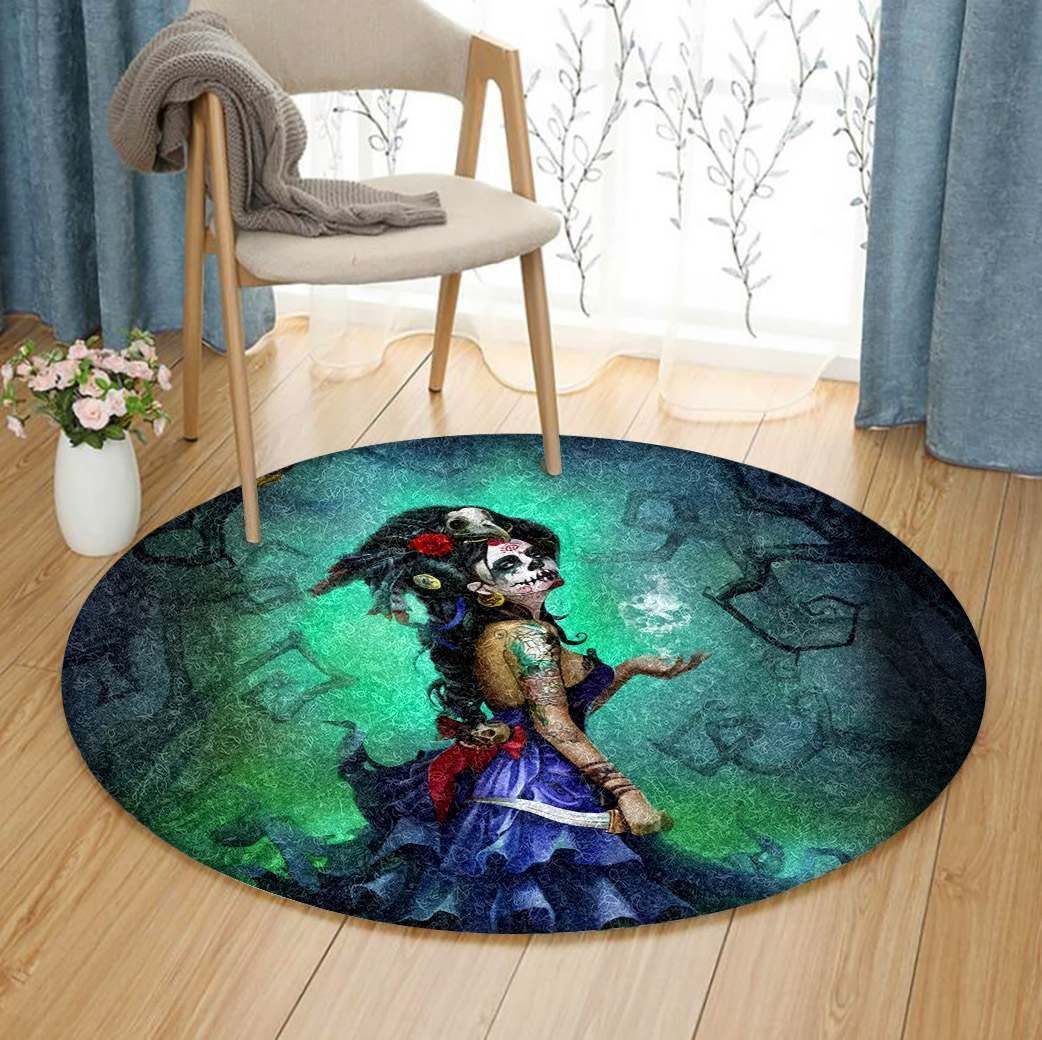 Day Of The Dead Round Carpet