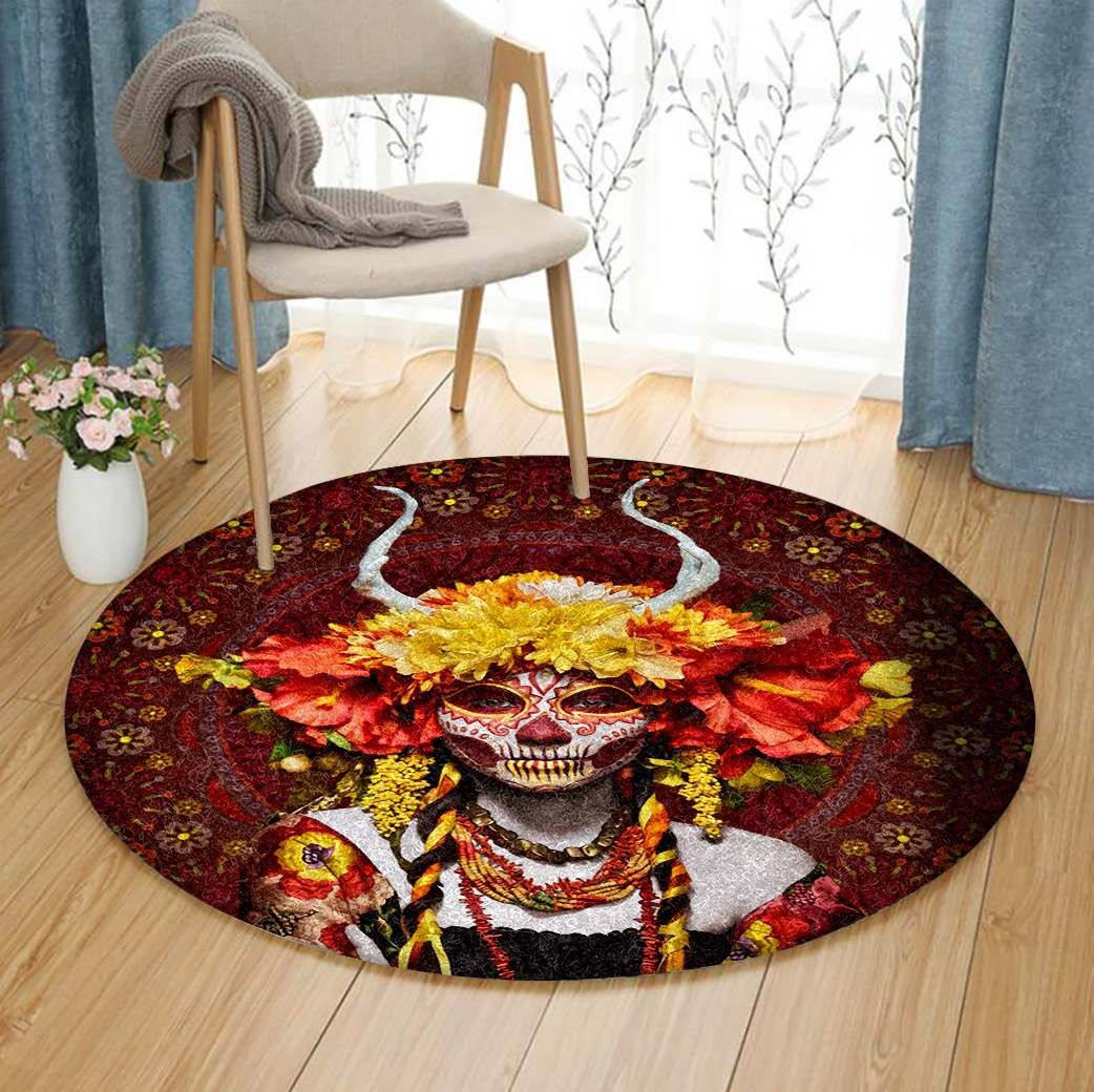 Day Of The Dead Round Carpet