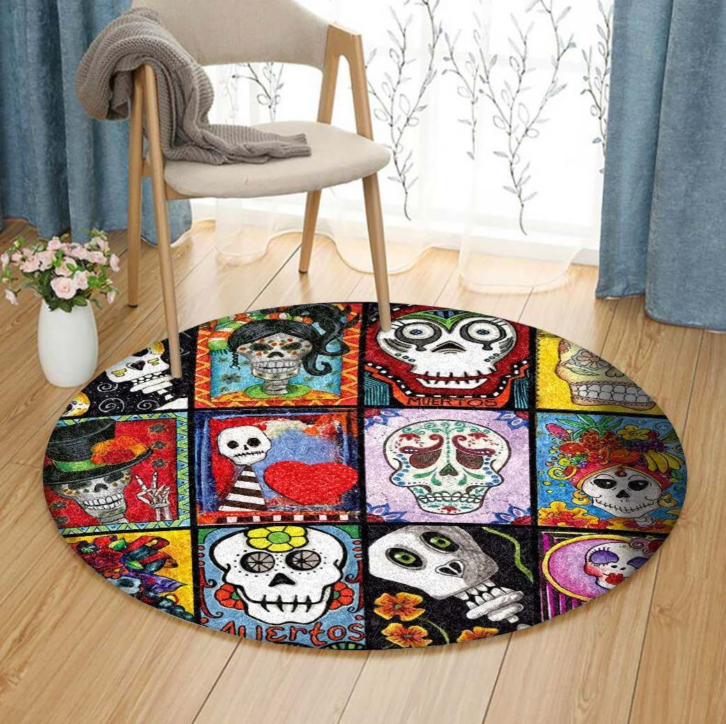 Day Of The Dead Round Carpet