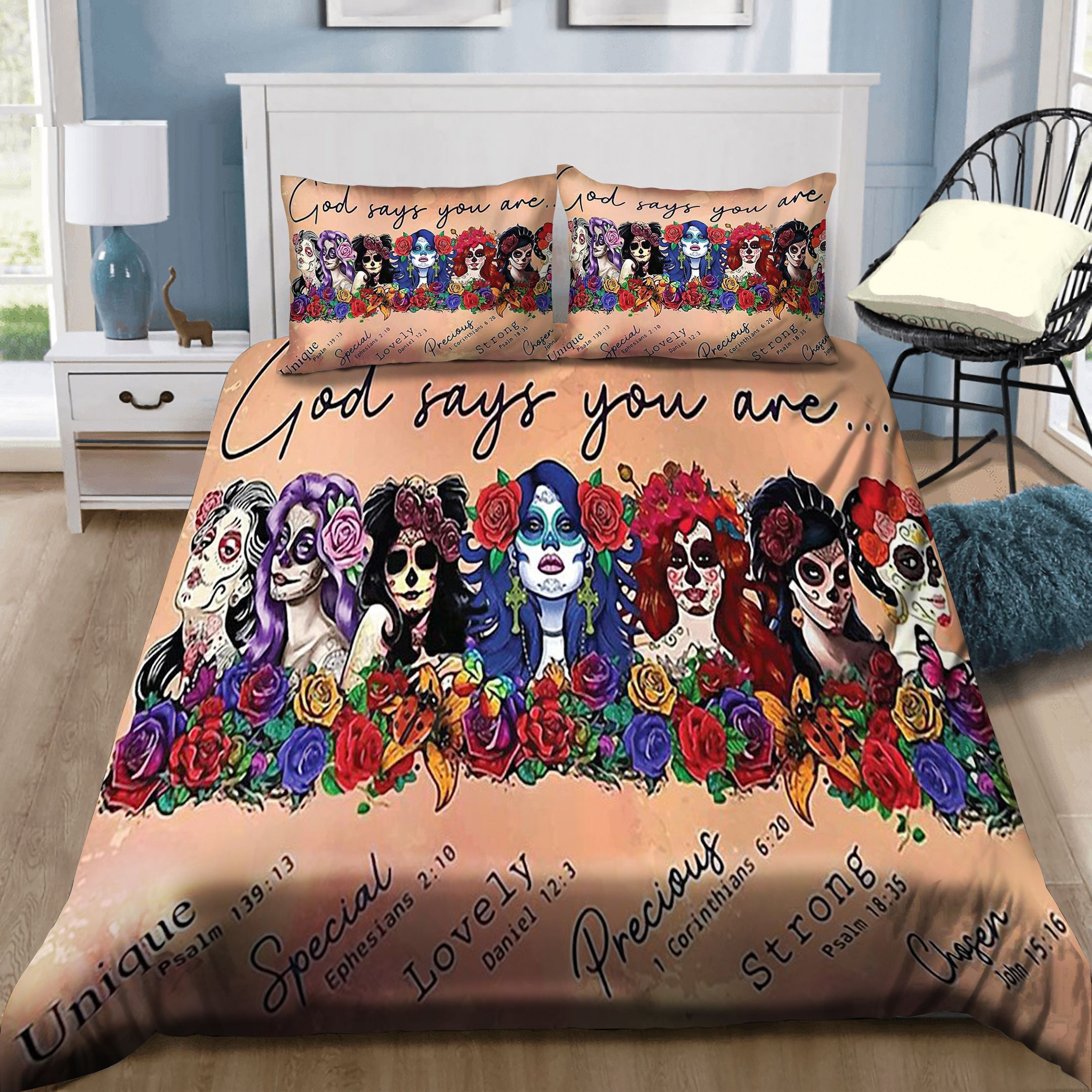 Day Of The Dead Mexican Women Bedding Set