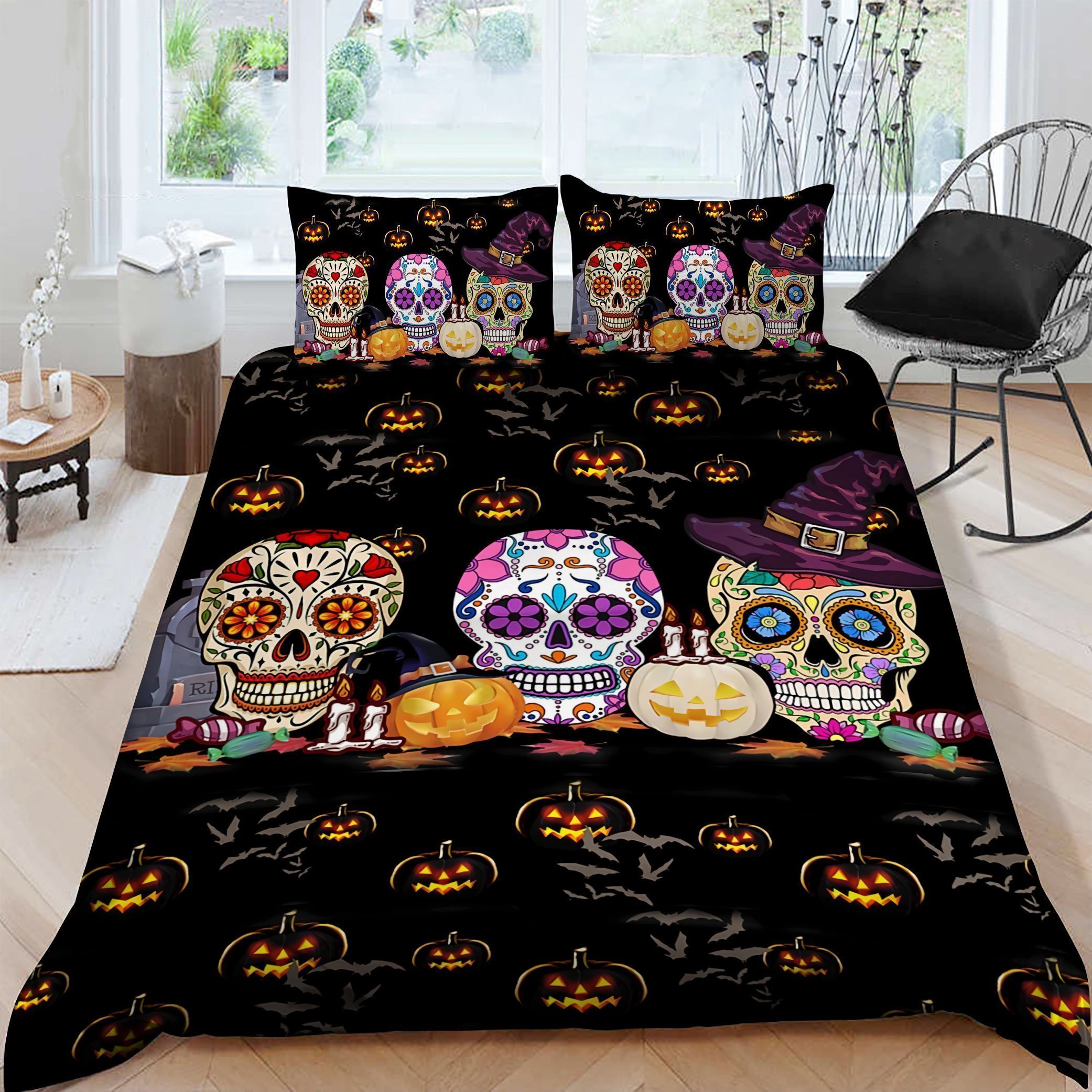 Day Of The Dead Pumpkin Bedding Set