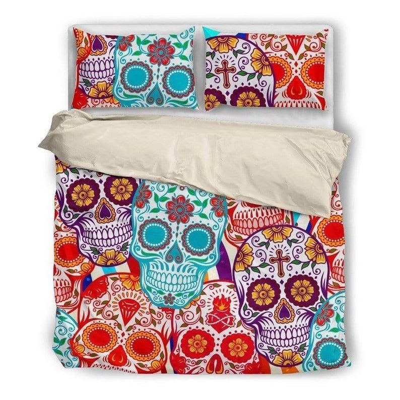 Day Of The Dead Skull Floral Pattern Bedding Set